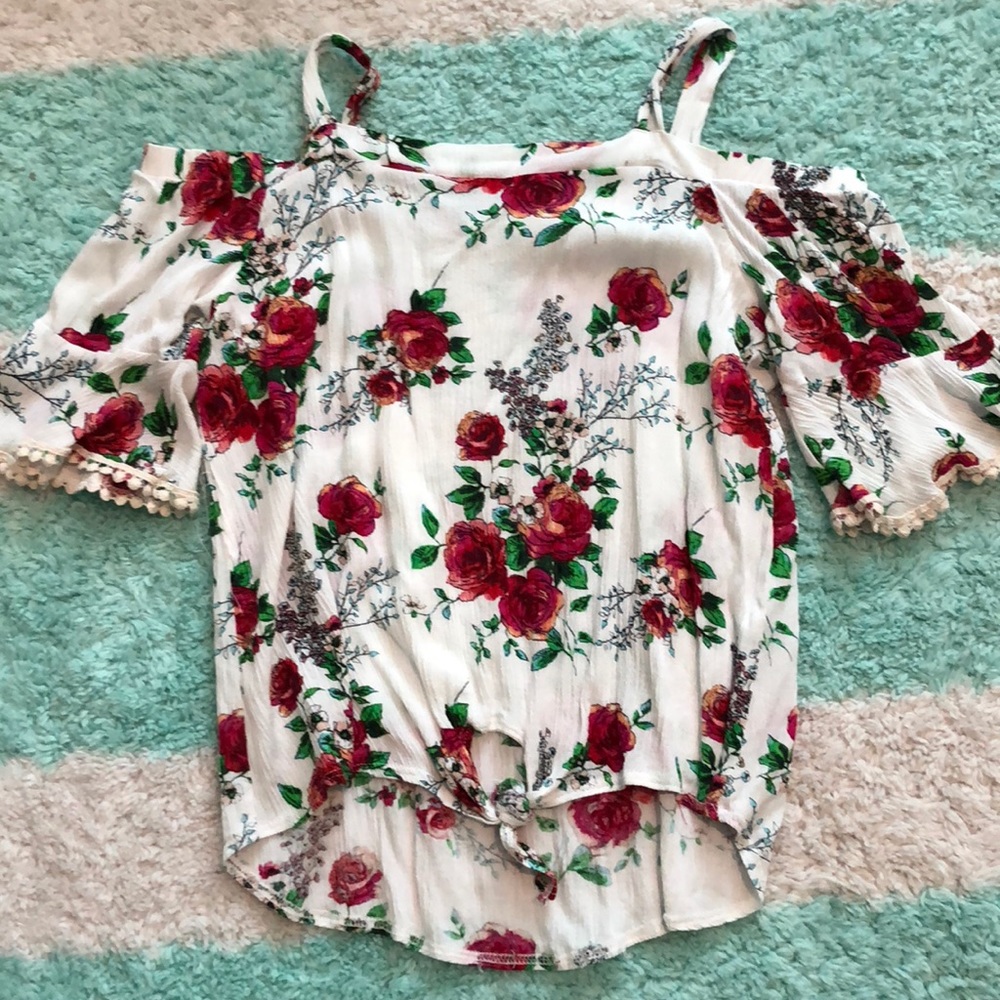 Floral White off the shoulder blouse